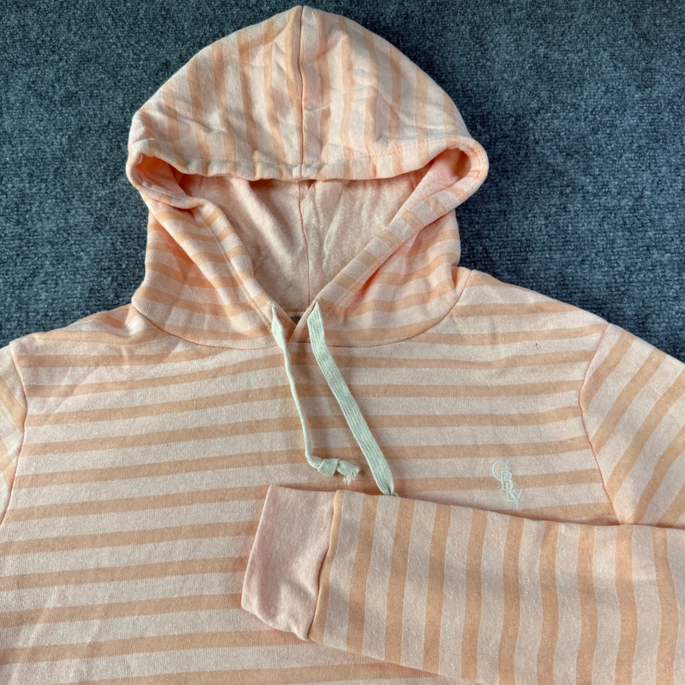 Obey Hoodie Striped Peach Cream Long Sleeve Lightweight Size M Streetwear